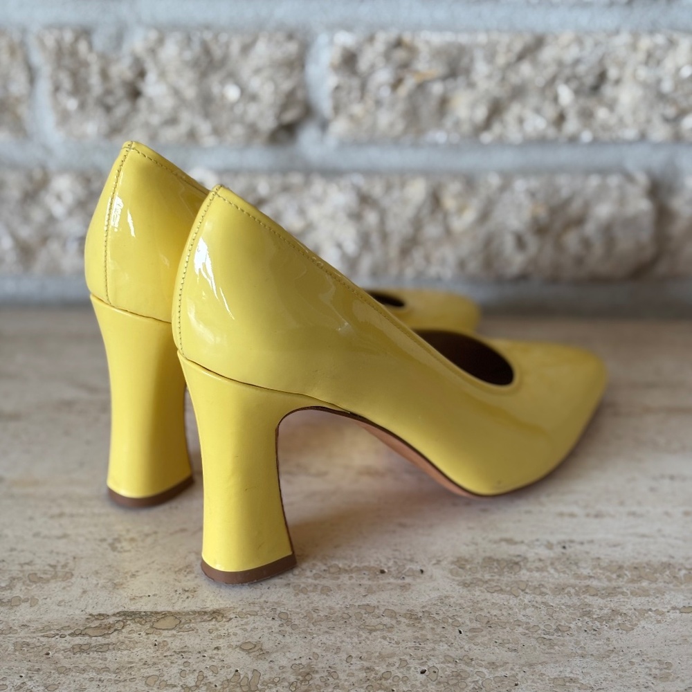 Maryam Nassir Zadeh Patent Yellow High Heels Pumps Size 7.5 MNZ Bertrand - Picture 6 of 10